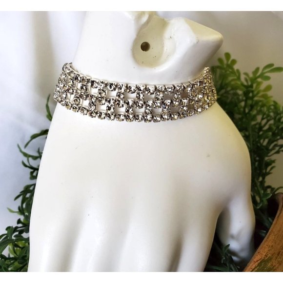 Bracelet WIDE Crystal bling bride bridal Sparkle Bling Jewelry - Picture 5 of 7